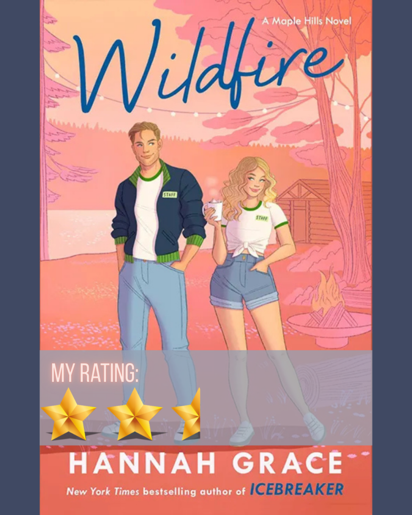 Wildfire by Hannah Grace book cover with illustrated characters and a 2.5 star rating overlay for book review.