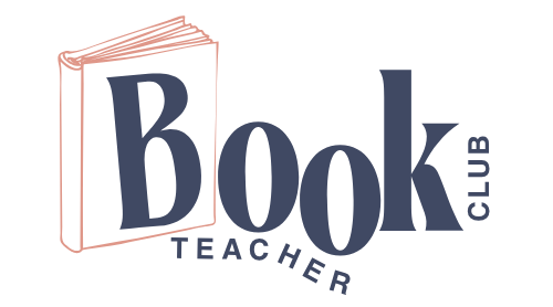 Book Club Teacher logo featuring an open book with stylized text